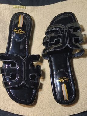 Sam Edelman Black Patent Slide Sandals with Logo Cutout NOW ONLY $40
